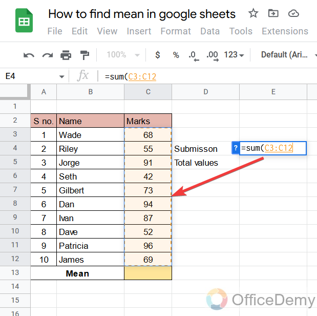 How to find mean in google sheets 4