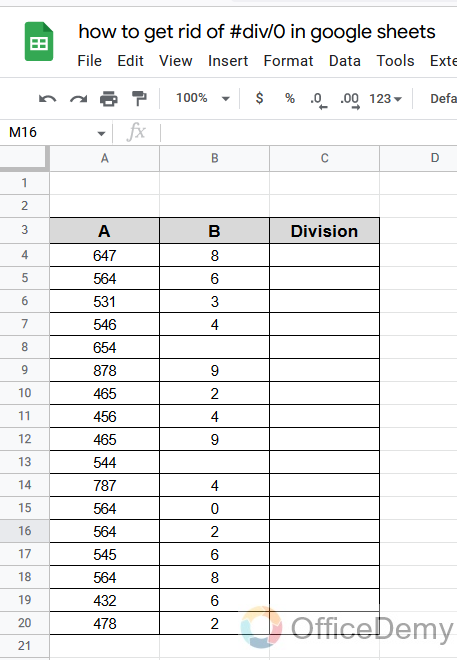 How to hide #div0 in google sheets 2