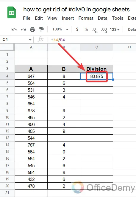 How to hide #div0 in google sheets 4