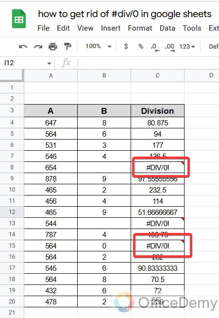 How to hide #div0 in google sheets 5