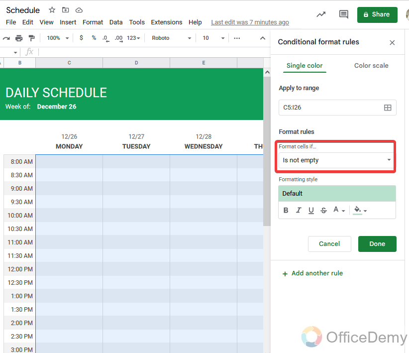 How to make schedule in google sheet 11
