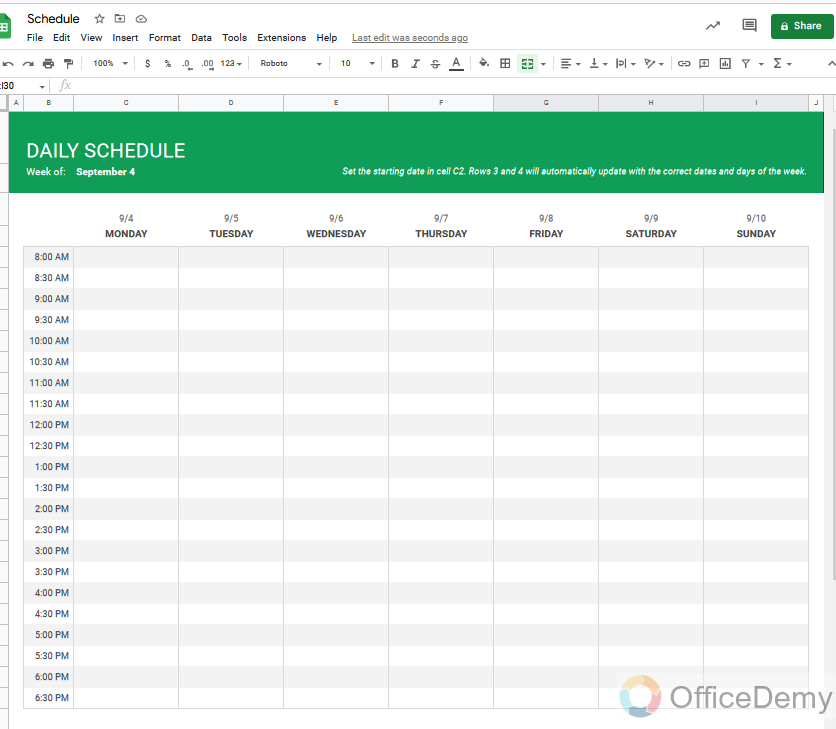 How to make schedule in google sheet 4