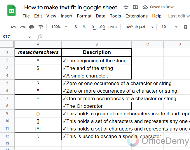 How to make text fit in google sheet 1