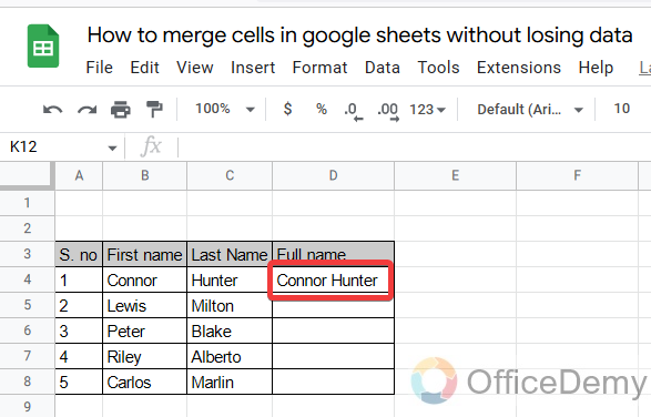 How to merge cells in google sheets without losing data 18