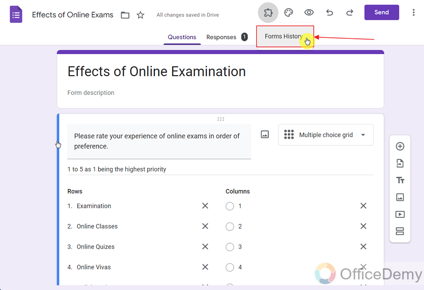 How to see the Form History in Google Forms 16