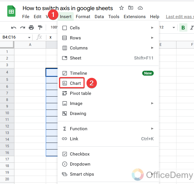 How to switch axis in google sheets 4