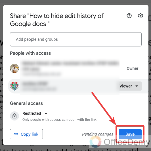 How to hide edit history on Google docs 10