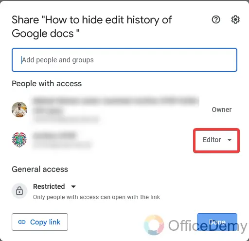 How to hide edit history on Google docs 7