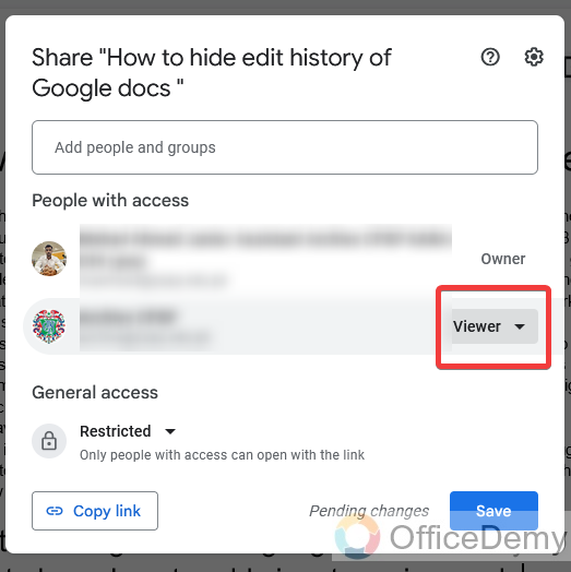 How to hide edit history on Google docs 9