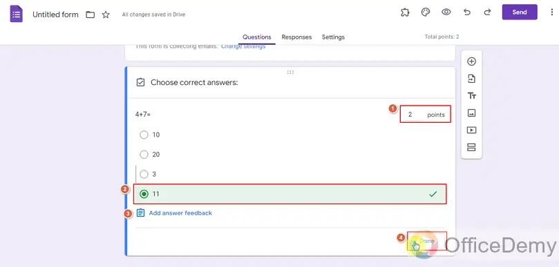 how to add correct answer to google Form 8