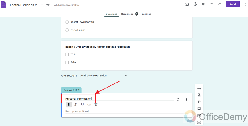 how to add section in google form 8