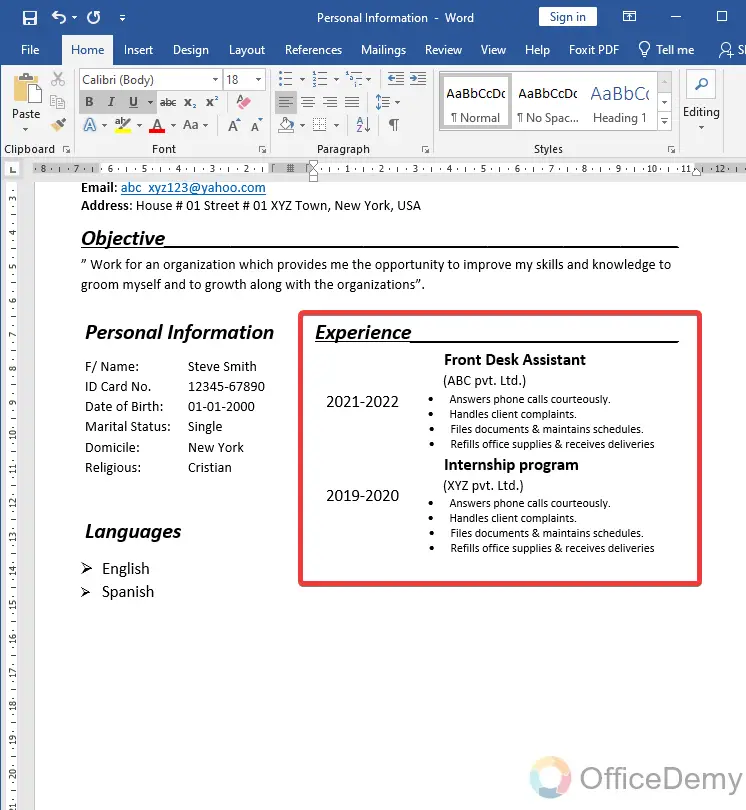 How To Make Resume In Microsoft Word 12