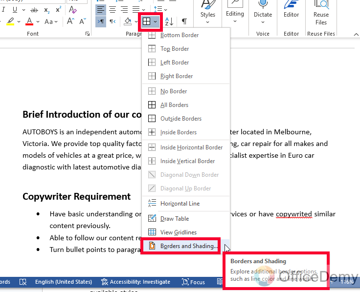 How to Add Border in Microsoft Word 7
