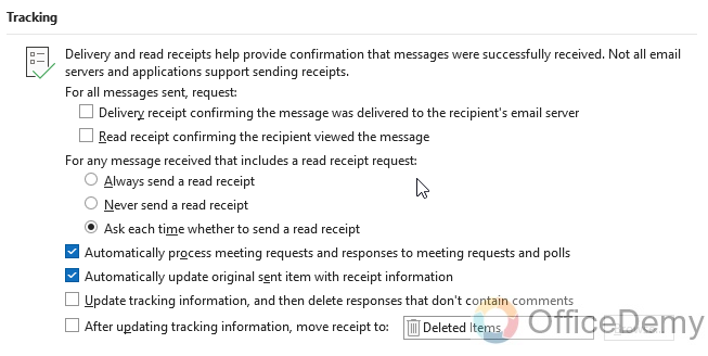 How to Add Read Receipt in Outlook 11