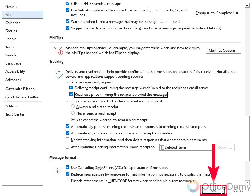 How to Add Read Receipt in Outlook 14