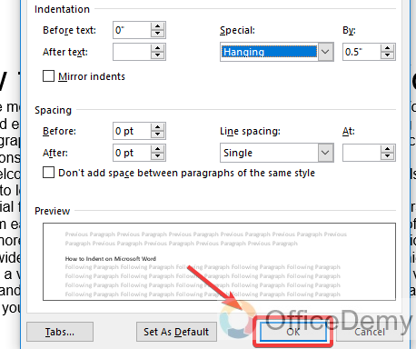 How to Indent on Microsoft Word 20