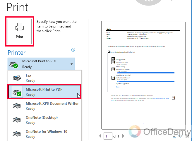 How to Print an Email on Outlook 8