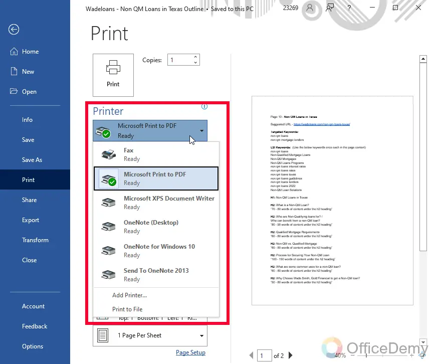 How to Print in Microsoft Word 4