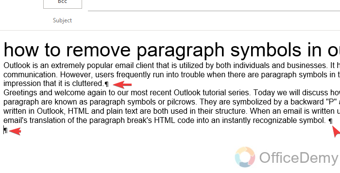 how to remove paragraph symbols in outlook 1