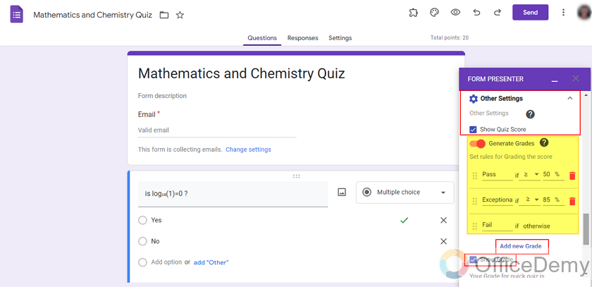 Can you put a time limit on Google Forms quiz 20