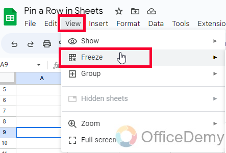 How to Pin a Row in Google Sheets 2