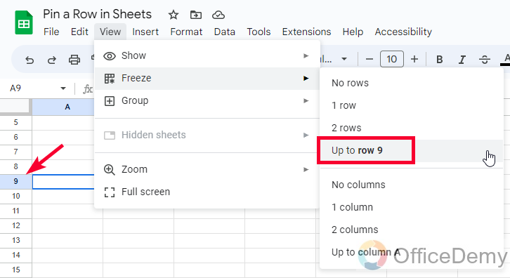 How to Pin a Row in Google Sheets 6