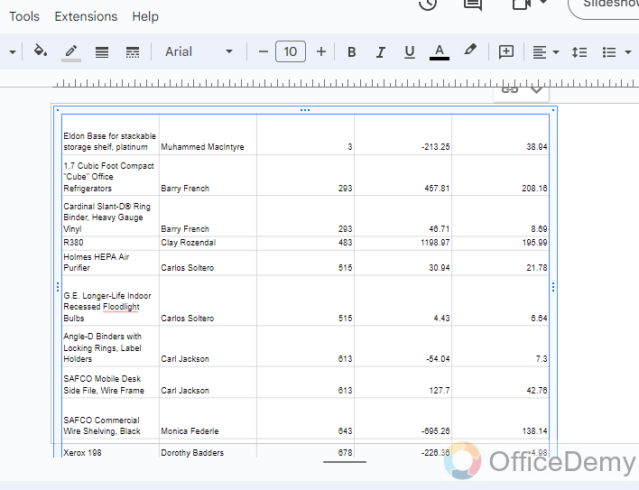 How to Put a Spreadsheet in Google Slides 8