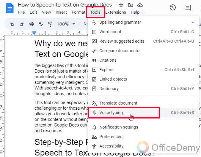 How to Speech to Text on Google Docs 2