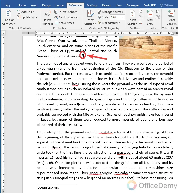 How to add a footnote in Microsoft Word 11