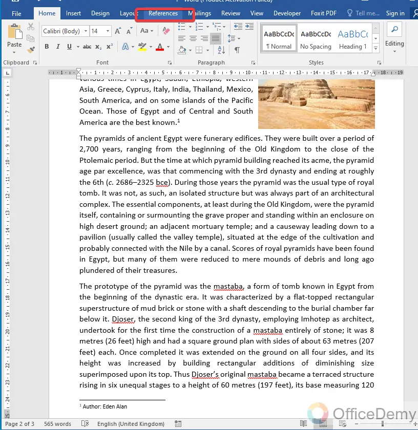 How to add a footnote in Microsoft Word 12