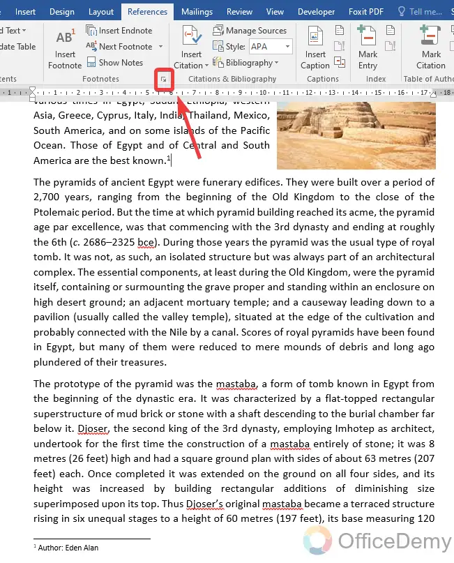 How to add a footnote in Microsoft Word 13