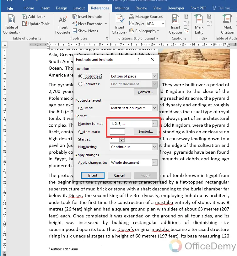 How to add a footnote in Microsoft Word 14