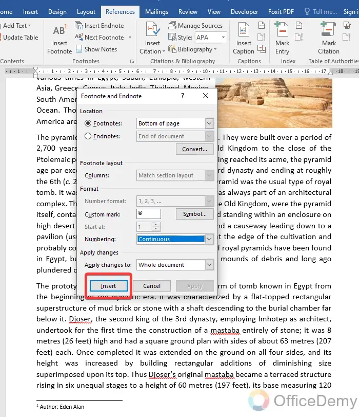 How to add a footnote in Microsoft Word 16