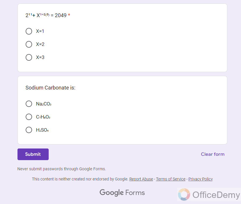 How to add subscript and superscript in Google Form 19