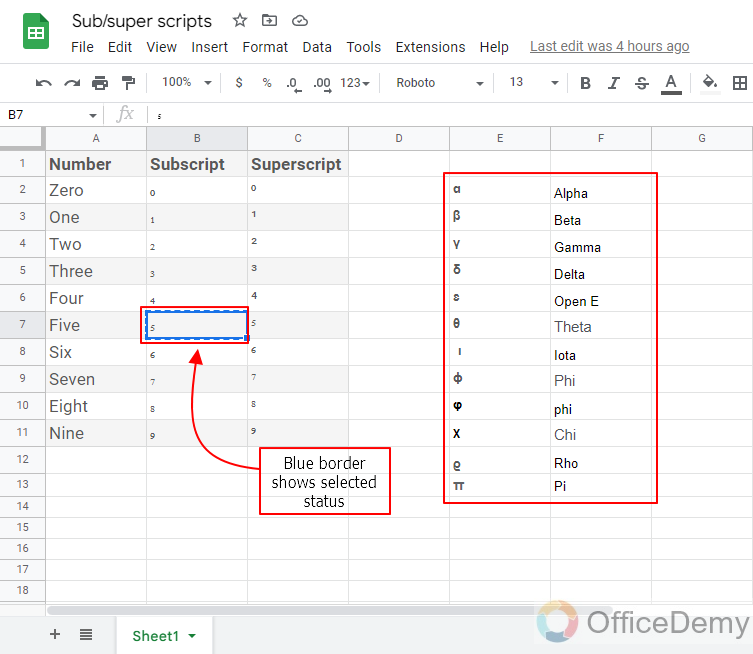 How to add subscript and superscript in Google Form 6
