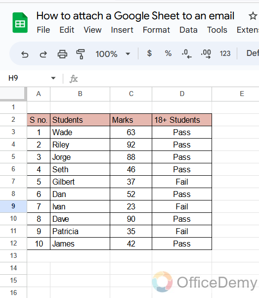 How to attach a Google Sheet to an email 1