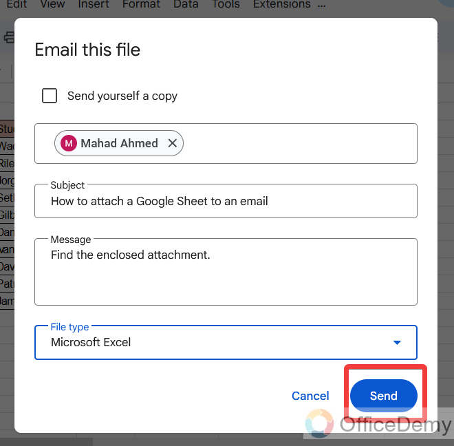 How to attach a Google Sheet to an email 10