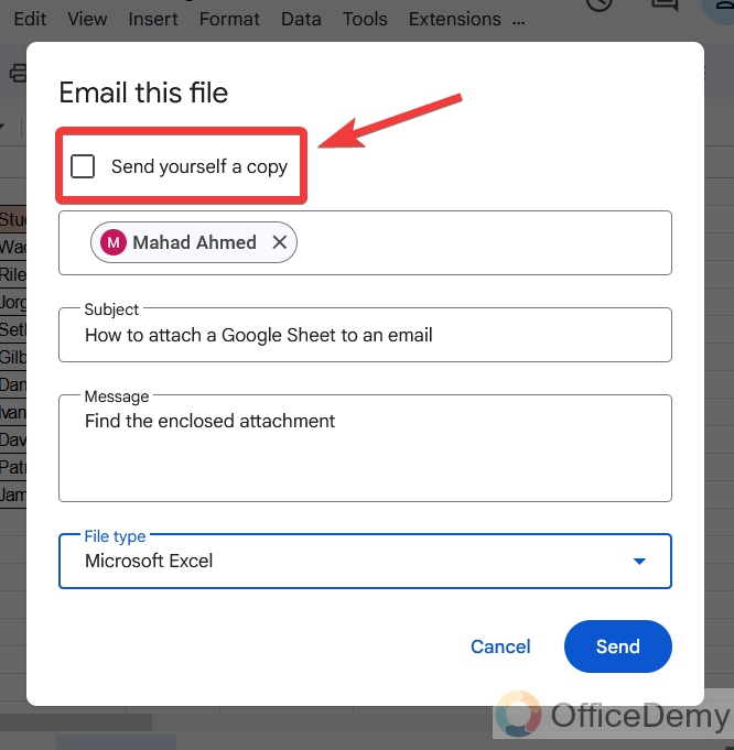 How to attach a Google Sheet to an email 16
