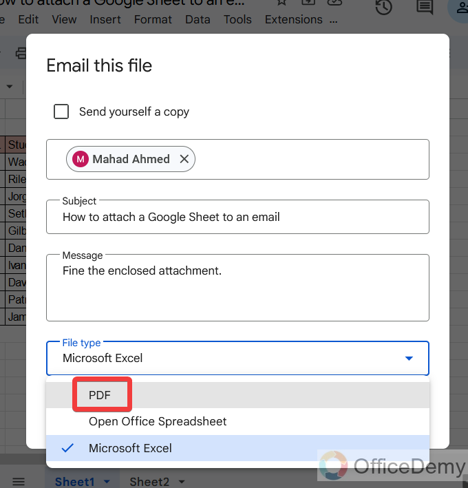 How to attach a Google Sheet to an email 20