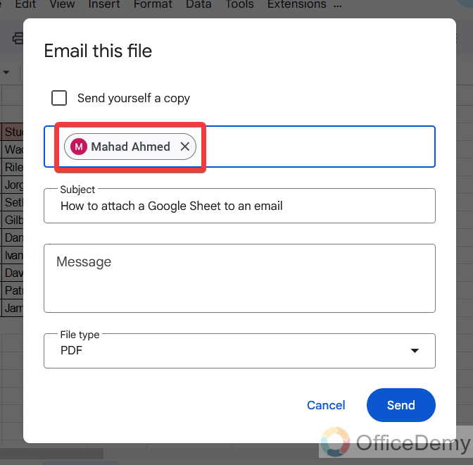 How to attach a Google Sheet to an email 6