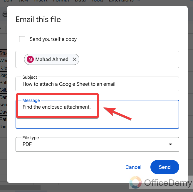How to attach a Google Sheet to an email 7