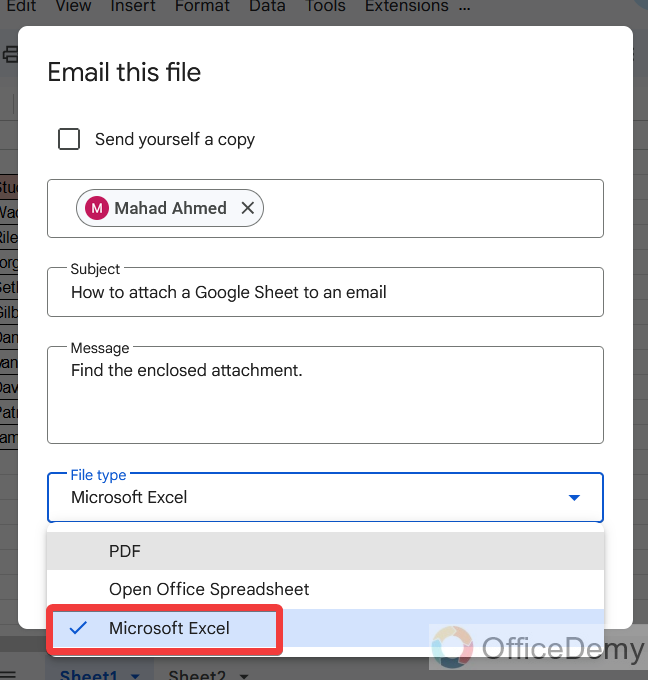 How to attach a Google Sheet to an email 9