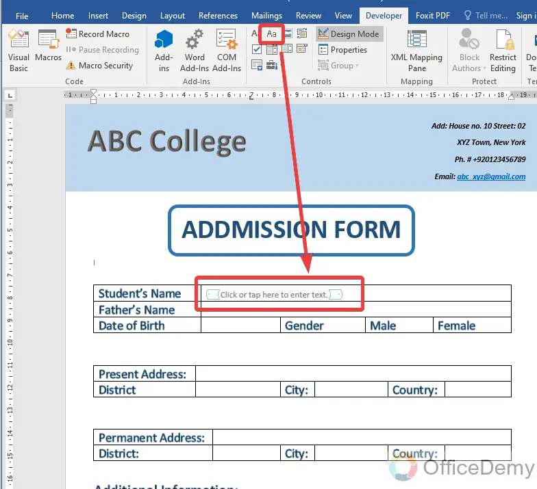 How to create a form in Microsoft Word 14
