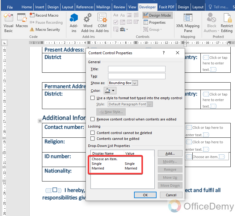 How to create a form in Microsoft Word 20