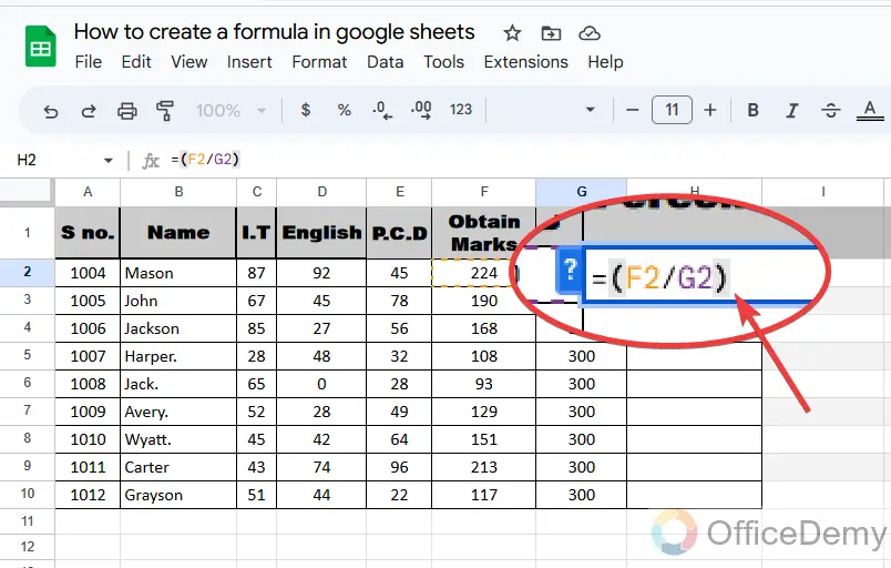 How to create a formula in google sheets 11