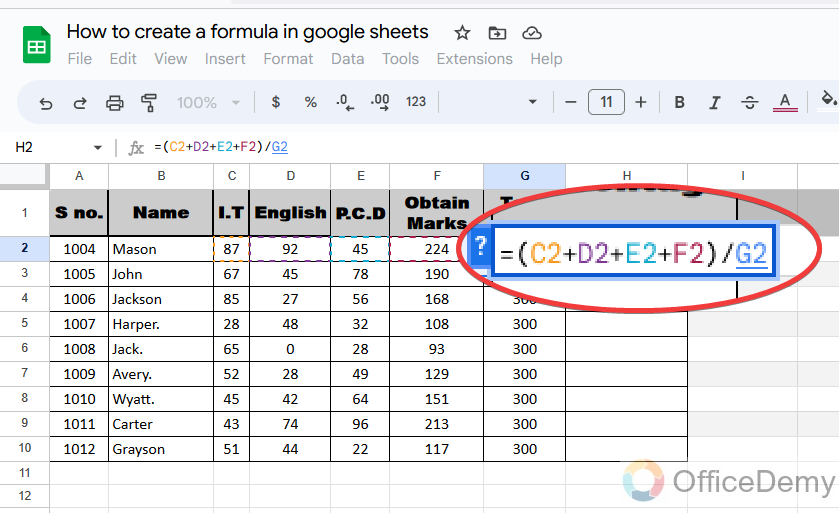 How to create a formula in google sheets 13