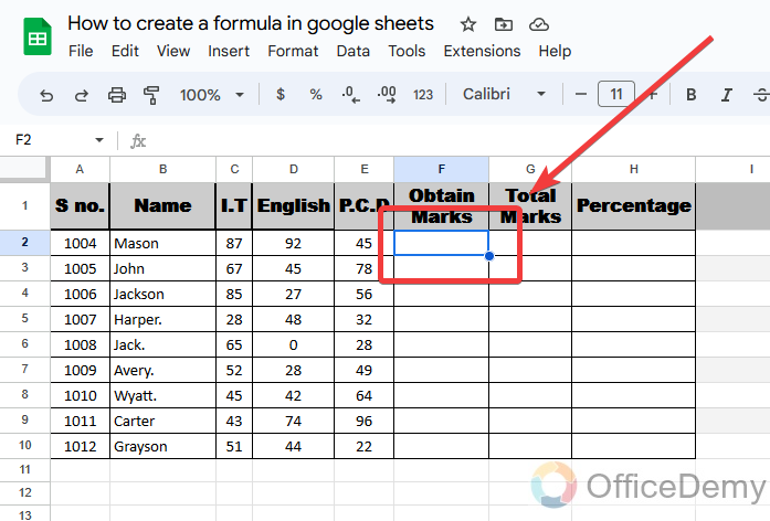 How to create a formula in google sheets 2