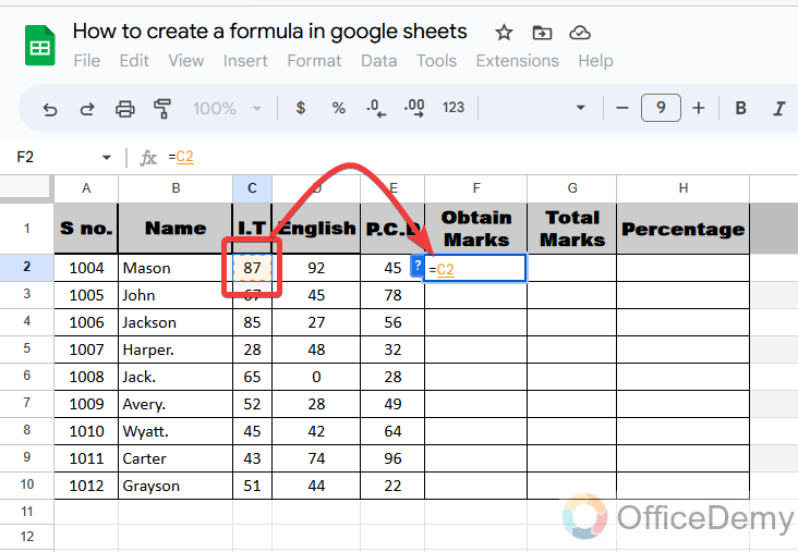 How to create a formula in google sheets 4