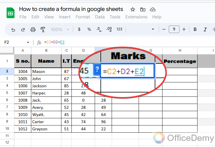 How to create a formula in google sheets 6