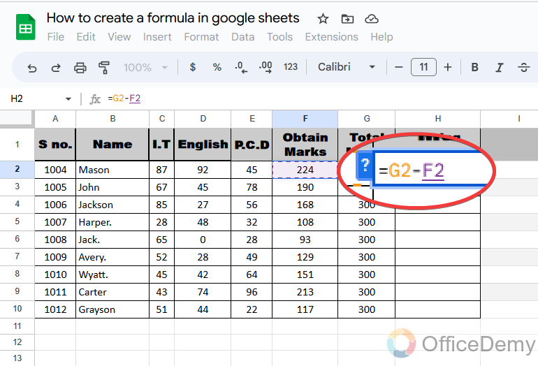 How to create a formula in google sheets 8